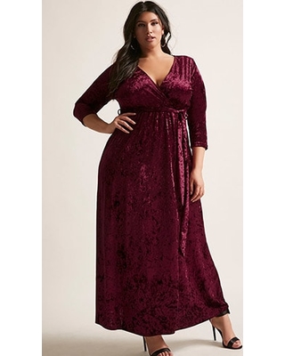crushed velvet plus size dress