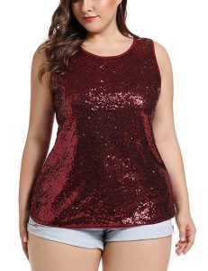 Plus Size Red Sequin Top