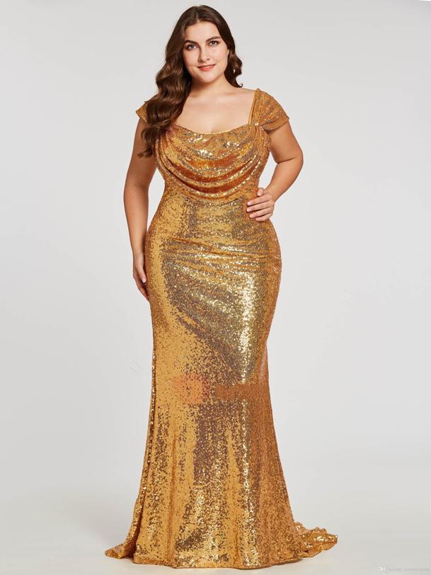 Plus Size Gold Sequin Dress Attire Plus Size
