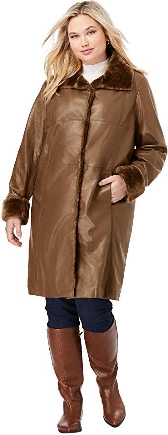 Leather Swing Coat Plus Size